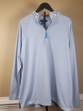 Pearly Vine Women’s 2XL Blue 1/4 Zip Mock Neck Raglan Pullover